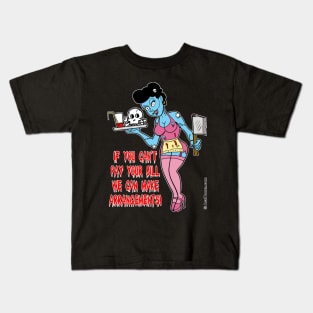 Sexy Zombie Waitress With Tray & Cleaver Kids T-Shirt